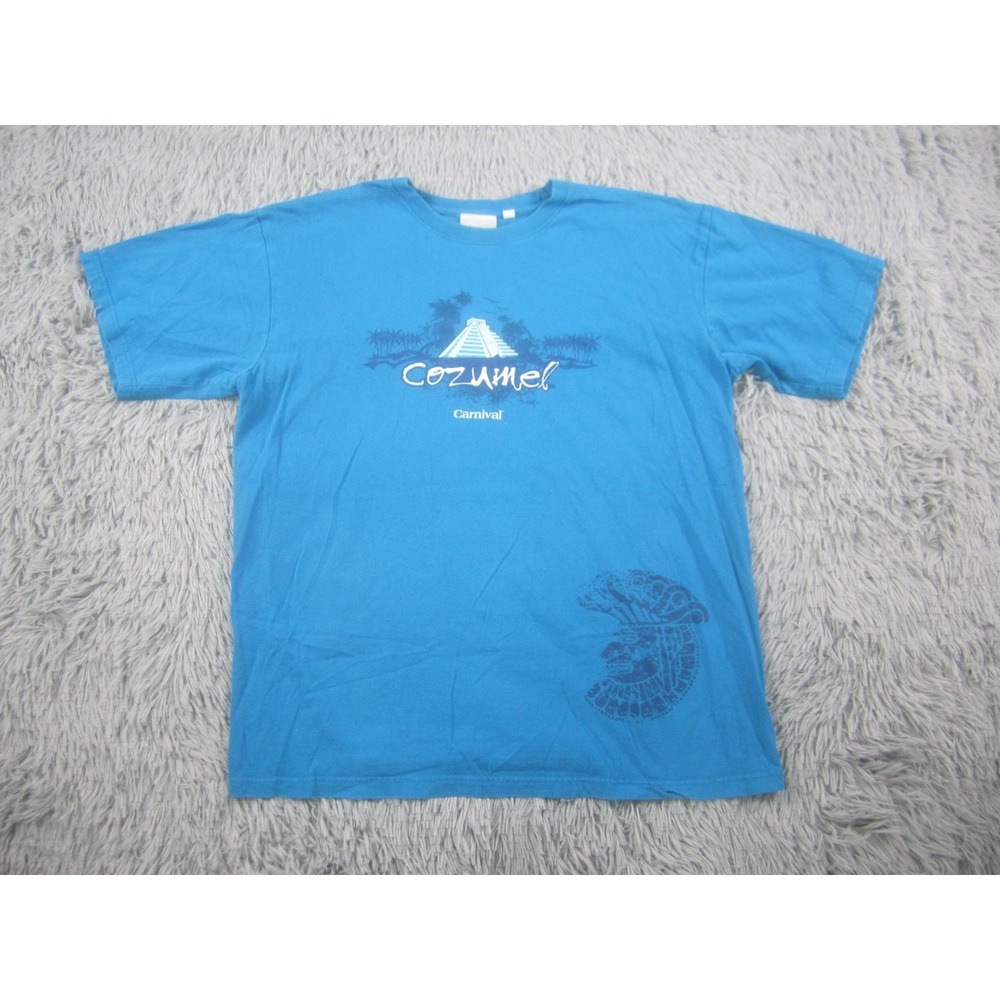 VTG Cozumel‎ Shirt Adult XL Blue Carnival Cruise Line Short Sleeve Graphic Print